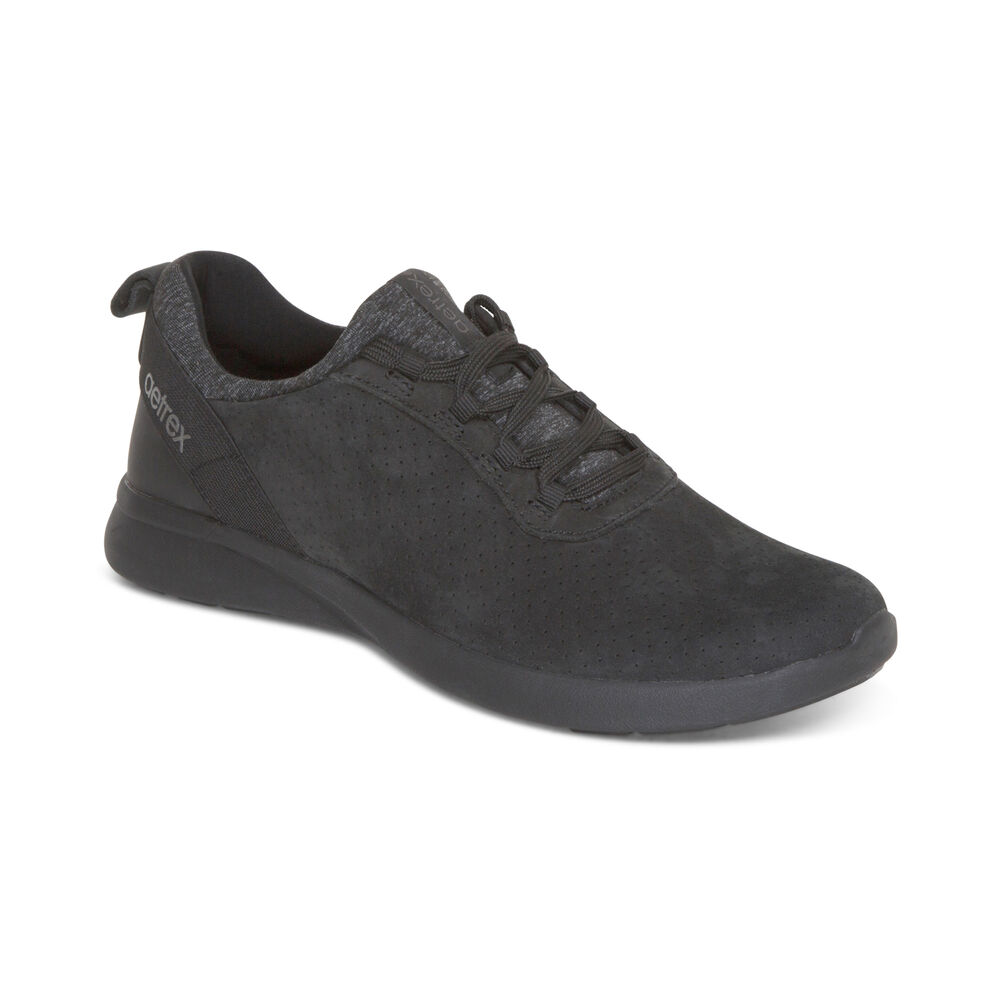 Aetrex Women's Kora Arch Support Sneakers - Black | USA ZLAP3QQ